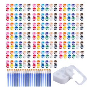 Juego de 20 tiras de pintura acrílica a granel populares en 12 colores con 40 pinceles y 20 paletas para pintura en lienzo - Product Image 1