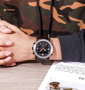 Skmei 1642 trois fois hommes grand cadran montre analogique et numérique à quartz en acier inoxydable montres - Product Image 5