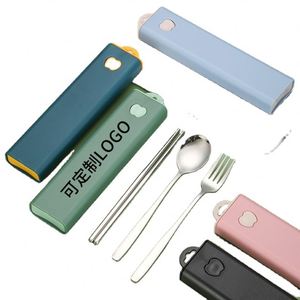 Hot Selling Student Outdoor Camping 304 Stainless Steel Cutlery Spoon Fork Chopsticks Portable 3Pcs Flatware Dinnerware Set - Product Image 1
