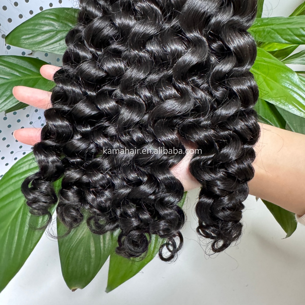 KAMA Feather Tip Crochet Human Hair Extension Deep Curly No Weft Boho Braiding Bulk Hair Wholesale Price Detail Section 6