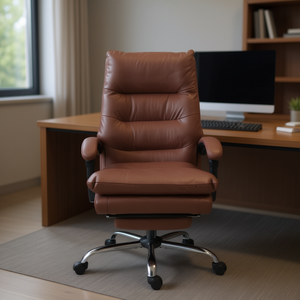 Silla de Oficina de Cuero PU con Base Cromada, Función de Masaje, Estilo Ejecutivo, Giratoria, Reposabrazos Ajustables, Comodidad y Relajación - Product Image 2