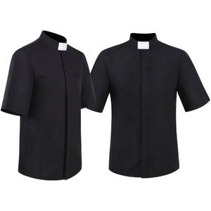 Hombres Mujeres Sacerdote Bendito Negro Clero Stand <span class=keywords><strong>Collar</strong></span> para Polos Manga Corta Pastor Predicador Ministro Disfraz Sólido - Product Image 3
