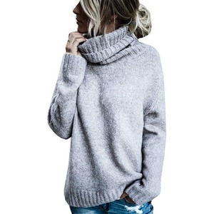 Pull tricoté <span class=keywords><strong>col</strong></span> <span class=keywords><strong>roulé</strong></span> épais pour <span class=keywords><strong>femme</strong></span>, collection automne-hiver, avec épaules tombantes, fentes latérales, côtelé, doux, chaud et décontracté - Product Image 1