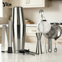 Ensemble de bar en acier inoxydable, shaker à cocktails Boston, kit de barman 11 pièces avec accessoires, ensemble d'outils de bar