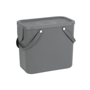 Rotho Waste Container Albula <b>3</b> Pack Gray Plastic <b>Bin</b> With Lid And Handles For Kitchen Use - Product Image 1