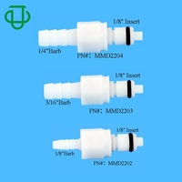 Raccords rapides en plastique à insertion mâle pour tuyau JU POM/NBR avec valve d'arrêt 1/16 1/8 3/16 1/4