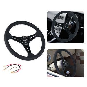Volant RAS 35 cm 14 pouces en cuir véritable 3 branches pour voiture de course - Product Image 3