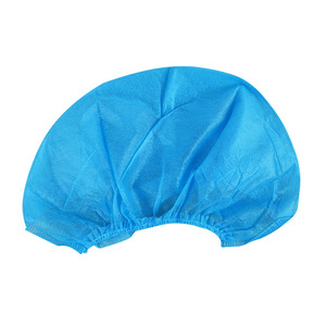 Gorro de ducha desechable, gorro de trabajo para el cabello, gorro plano de tela no tejida en forma de tira, gorro de tela no tejida azul - Product Image 5
