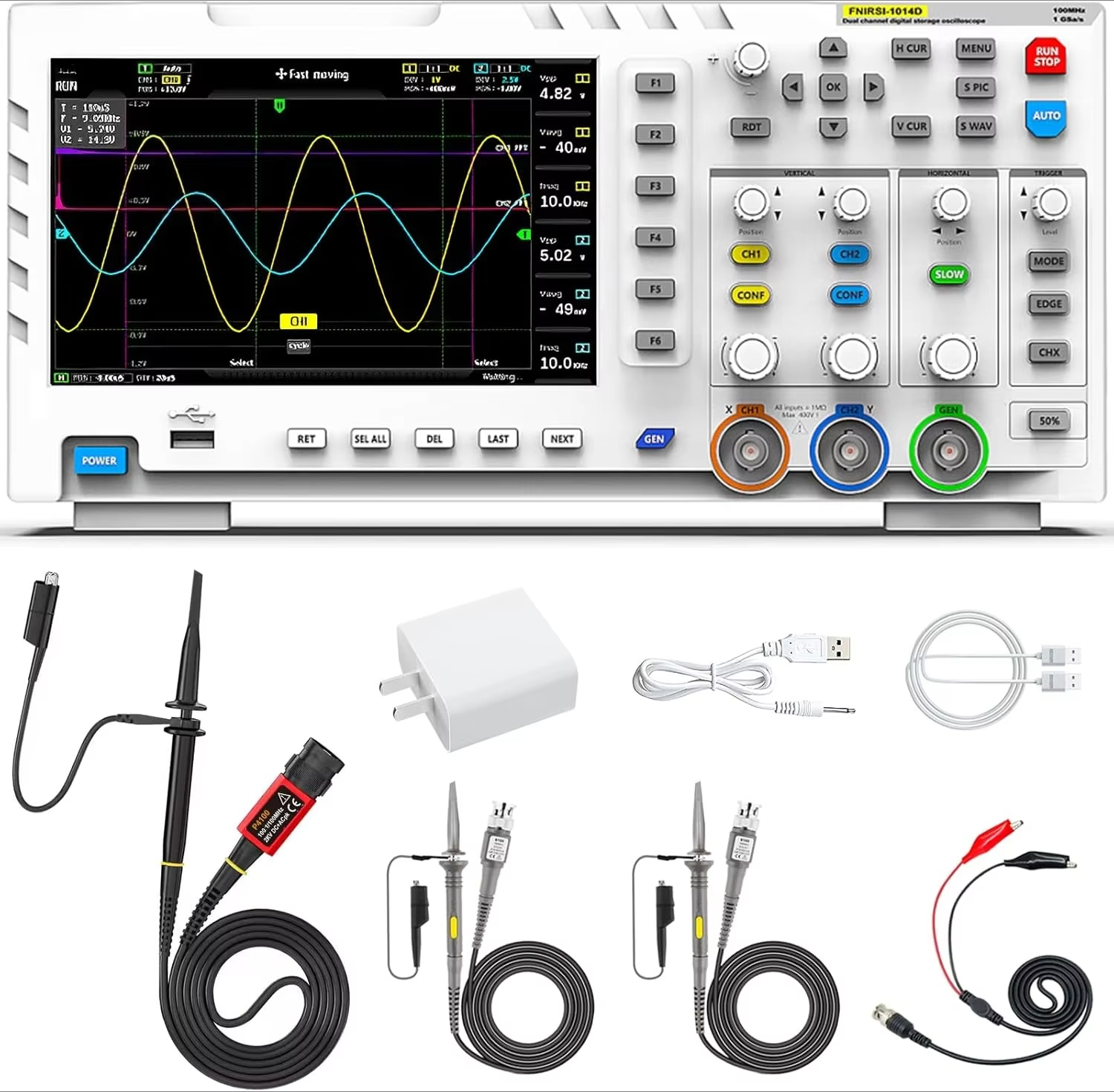 MPO6082D Oscilloscope 2 canaux 80MHZ + 2 Gén. AWG + 16 Anal. Logique