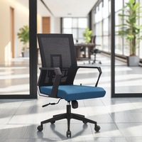 Chaise de bureau pivotante moderne avec dossier en maille élastique, hauteur réglable, structure en fer