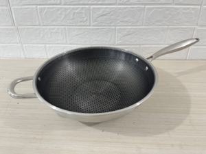 Venta al por mayor 32/34cm alta cantidad antiadherente panal <span class=keywords><strong>Wok</strong></span> Acero inoxidable cocina antiadherente sartén utensilios de cocina <span class=keywords><strong>Wok</strong></span> Pan - Product Image 3