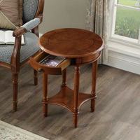 Table d'appoint vintage américaine en bois massif à coins arrondis, table d'appoint européenne pour canapé, support pour fleurs et téléphone