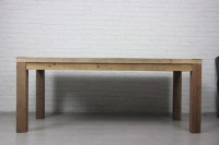 Ensemble de table à manger carrée antique en bois massif récupéré avec 6 chaises pour salle à manger et restaurant