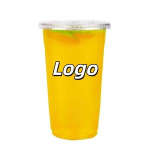 Gobelets à café jetables transparents en PET à paroi simple de 107 mm, 30 oz et 32 oz avec logo personnalisé, pour MilkTea et Boba, avec couvercles plats - Product Image 1