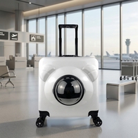 Valise de transport pour animaux de compagnie avec poignée télescopique, roues silencieuses à 360°, fenêtre dôme, couvercle en maille/acrylique zippé, 5 couleurs, pour voyage