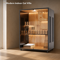 Villa para Gatos de Madera Sólida Ecológica, Moderna y de Lujo, Multinivel, Todo en Uno, con Casa para Mascotas, Jaula, Estructura para Escalar y Poste Rascador