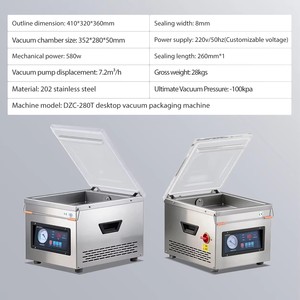 Selladora al Vacío de Acero Inoxidable, Máquina de Envasado al Vacío de Sobremesa para Alimentos Secos y Húmedos, Carne, Mariscos, Granos de Café - Product Image 2