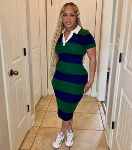 Nuovo Abito Estivo Casual Elasticizzato con Stampa a <span class=keywords><strong>Maniche</strong></span> <span class=keywords><strong>Corte</strong></span>, <span class=keywords><strong>Vestito</strong></span> <span class=keywords><strong>Lungo</strong></span> Aderente - Product Image 6