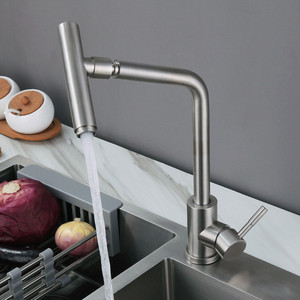 Grifo de Cocina de Acero Inoxidable, Monomando, Giratorio 360 Grados, Montaje en Encimera, Estilo Moderno, Válvula de Cerámica - Product Image 1
