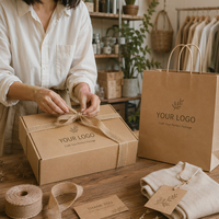 Emballage cadeau rigide en carton ondulé brun écologique, doublé d'éponge, avec pelliculage mat et dorure à chaud personnalisée de luxe