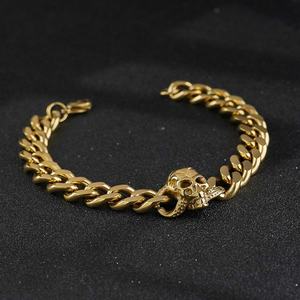 Pulsera de Acero Inoxidable con Diseño de Calavera Fantasma para Hombre, Estilo Cubano Miami, para Fiestas y Aniversarios, con Diamantes y Perlas - Product Image 1