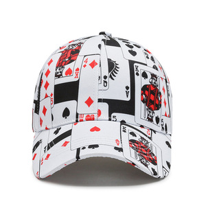 Chapeau de baseball de dessin animé jeu de poker <span class=keywords><strong>carte</strong></span> à jouer chapeau de baseball en coton réglable visière unisexe chapeau de baseball Hip Hop - Product Image 2