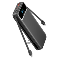 Batterie externe de chargeur portable 10000mAh, batterie externe à câble intégrée avec prise murale AC, batterie de téléphone à affichage LED pour Smartphones