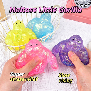 Juguete Antiestrés de Maltosa con Brillo Aurora, Gorila para Apretar, Música, Rebote Lento, Divertido Mini Squishy - Product Image 1