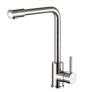 304 Stainless Steel Single-hole <b>Brushed</b> Nickel-colored Kitchen Sink with Cold and Hot 360-degree Rotating Faucet - Product Image 1