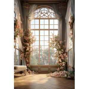 Fotografía telón de fondo Vintage ventana interior flores rosas boda fiesta embarazada retrato decoración Fondo foto <span class=keywords><strong>estudio</strong></span> - Product Image 4