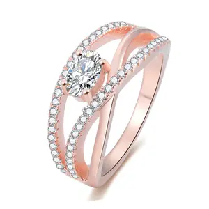 Daily Wear Fashion Jewellery 925 Sterling Silver Rings 3A Cubic Zirconia Rose Gold Ring Prices In Pakistan