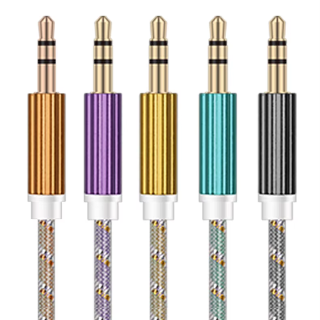 Nylon Braided 1m Headphone Cable 3.5mm Hi-Fi Sound 3.5mm Audio Aux Cable Auxiliary Male to Male 3.5mm AUX Cable With Retail Box