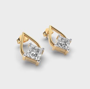 Pendientes de Diamantes Cultivados en Laboratorio con Corte Princesa, Certificados por IGI, Chapados en Rodio, Oro Blanco/Rosa/Amarillo de 14K, para Regalos de Aniversario o Fiesta - Product Image 3
