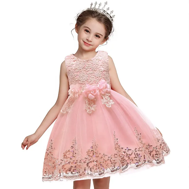 1 2 Year Old Baby Girls Wedding Formal Gown Christmas Princess Children Sequin Lace Tutu Dress Kids Birthday Dress for Party