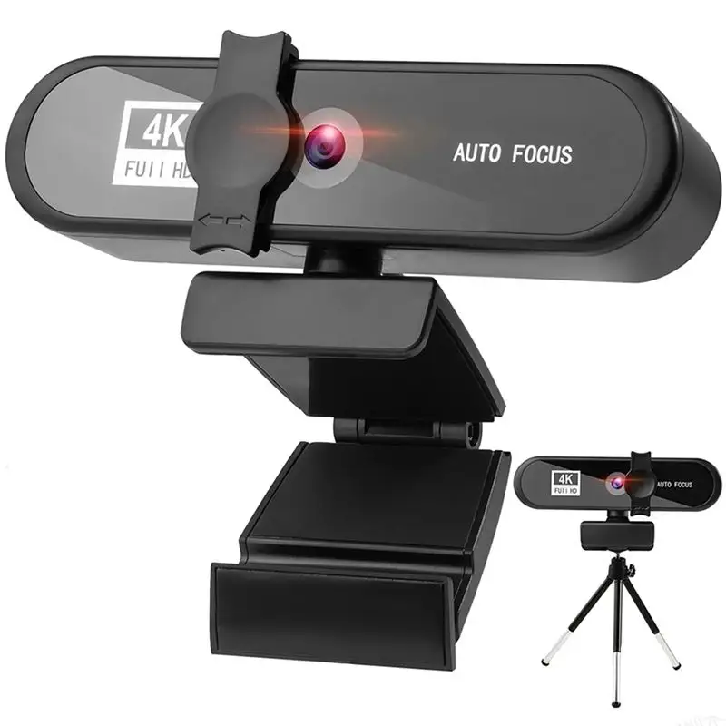 Webcam 4K HD Penuh dengan Mikrofon, Kamera Web 4K untuk Komputer PC Laptop Mac YouTube Skype Video 4K