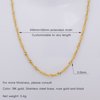 Collier chaîne Singapour minimaliste en acier inoxydable plaqué or PVD, bijoux hip-hop punk résistants au ternissement pour unisexe, usage quotidien