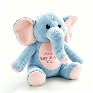 Elefante de peluche azul claro personalizado, elefante de peluche de San Valentín en contraste azul y rosa - Product Image 3