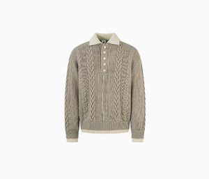 เสื้อโปโลสไตล์ Old Money ลายเกลียวขนมปังทอด สำหรับผู้ชายและผู้หญิงในฤดูใบไม้ร่วงและฤดูหนาว - Product Image 3