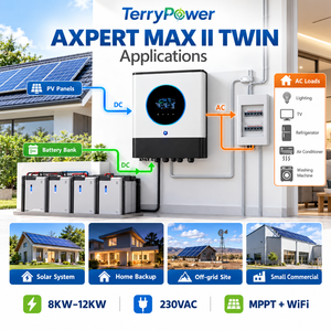 Onduleur solaire hors réseau 8KW 10KW 12KW 230VAC à onde sinusoïdale pure avec double MPPT et surveillance Wi-Fi pour batterie lithium domestique - Product Image 2