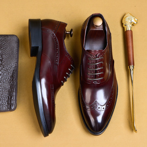 Men's Formal Leather <b>Shoes</b> - Genuine Leather British Embossed Brogue Men's Business Formal Pointed Oxford <b>Shoes</b> - Product Image 3