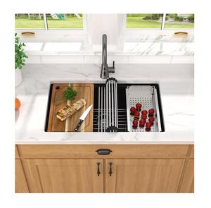 محطة عمل أحدث حوض كوارتز تحت جبل وعاء واحد حوض مطبخ كوارتز كلاسيكي مركب حوض عمل جرانيت. - Product Image 2