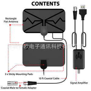 <span class=keywords><strong>Antenne</strong></span> intérieure numérique ATSC en plastique durable Qiyuntong 4K <span class=keywords><strong>TV</strong></span> VSWR 1.8 Montage au sol Transfrontalier HDTV Gamme de fréquences VHF/UHF - Product Image 2