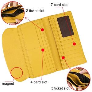Portefeuilles longs AndoBag pour femmes en cuir de vache véritable, pochette de mode, porte-monnaie, porte-cartes, couleur unie simple, pince à billets 1489 - Product Image 3