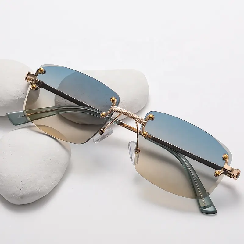 2022 2021 Newest Hot Selling Frameless Sunglasses for Women Male Ladies Luxury Rimless Square Trendy Sun Glasses