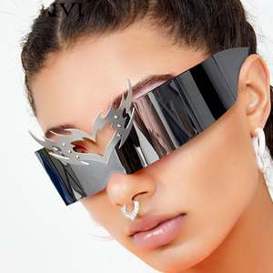Gafas de Sol Deportivas Sin Montura con Protección UV400, Diseño Futurista, Marca Sense, Estilo Y2K, Corazón Punk, para Hombre y Mujer - Product Image 2