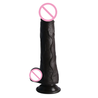 Vibromasseur réaliste noir en silicone souple pour stimulation du point G et anale, jouet sexuel pour la masturbation féminine