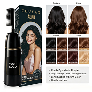 Crème colorante permanente pour cheveux à base d'extraits végétaux, couvrant les cheveux gris, avec pinceau intégré, prix d'usine, qualité professionnelle - Product Image 1