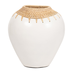 Vaso in ceramica moderno con bordo intrecciato per decorazioni da soggiorno e complementi d'arredo - Product Image 1