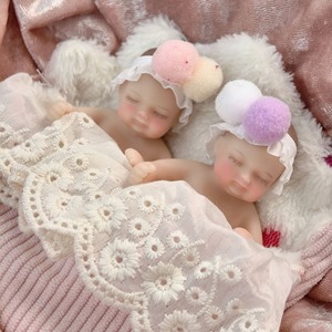 Ensemble de deux poupées de 12 cm, corps entier, mini poupées en silicone solide, bébé reborn fille et garçon, toucher doux, poupées bébé reborn en silicone pour filles - Product Image 1