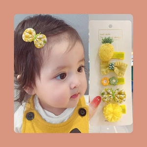 Nouvelle <span class=keywords><strong>pince</strong></span> à cheveux en tissu doux pour nouveau-né, <span class=keywords><strong>pince</strong></span> à cheveux entièrement recouverte de tissu, accessoires mignons en forme de fruits et nœuds pour bébés filles, vente en gros - Product Image 3